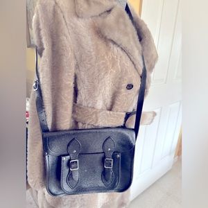 Women’s Metallic gray leather messenger bag handbag purse